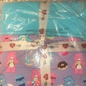 Care Bears Quilted Blanket - Turquoise & Lavender Print